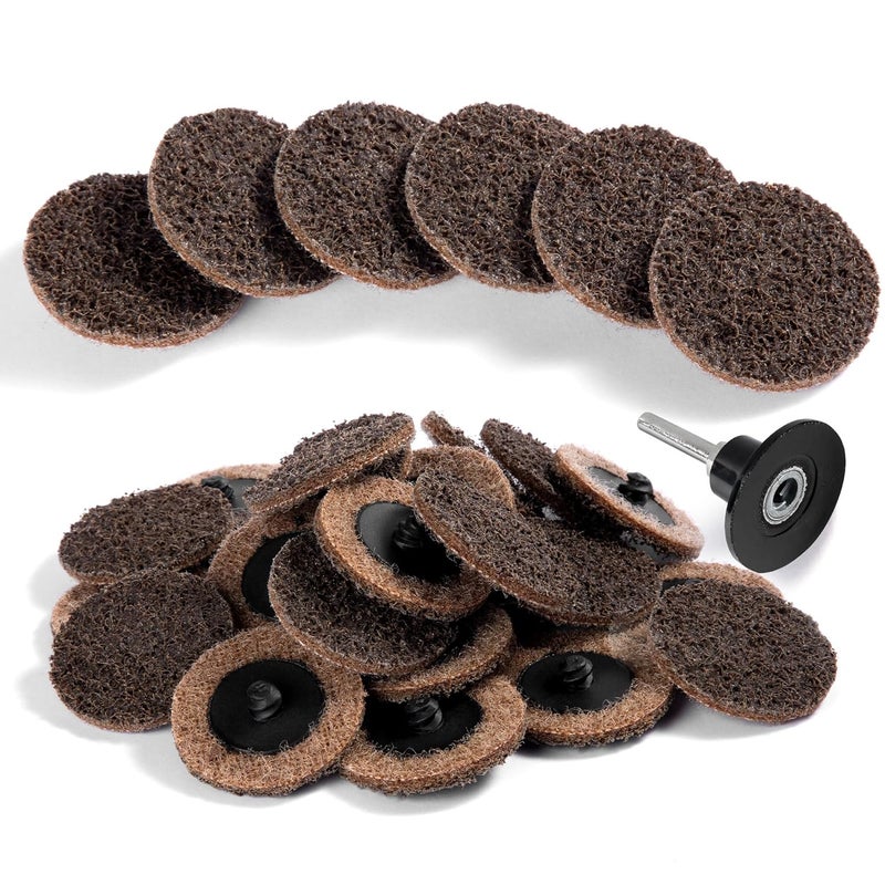 Shawya 25 PCS Sanding Discs 2 Inch Coarse Quick Change Disc with 1/4" Shank Holder Roll Lock Disc Die Grinder Sanding Disc Coarse Surface Conditioning Discs for Burr Finish Rust Paint Removal - Image 1